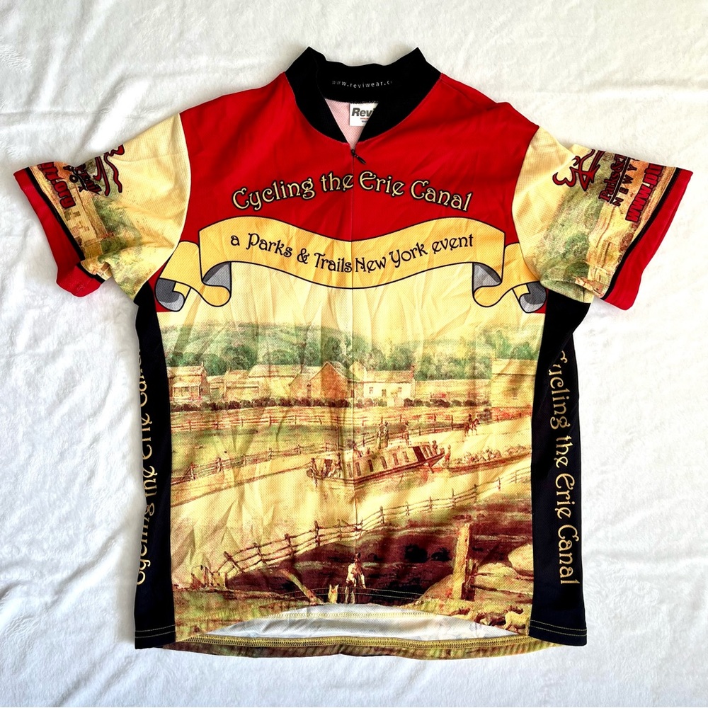 Cycling the Erie Canal Bike Jersey Red Yellow Black Large